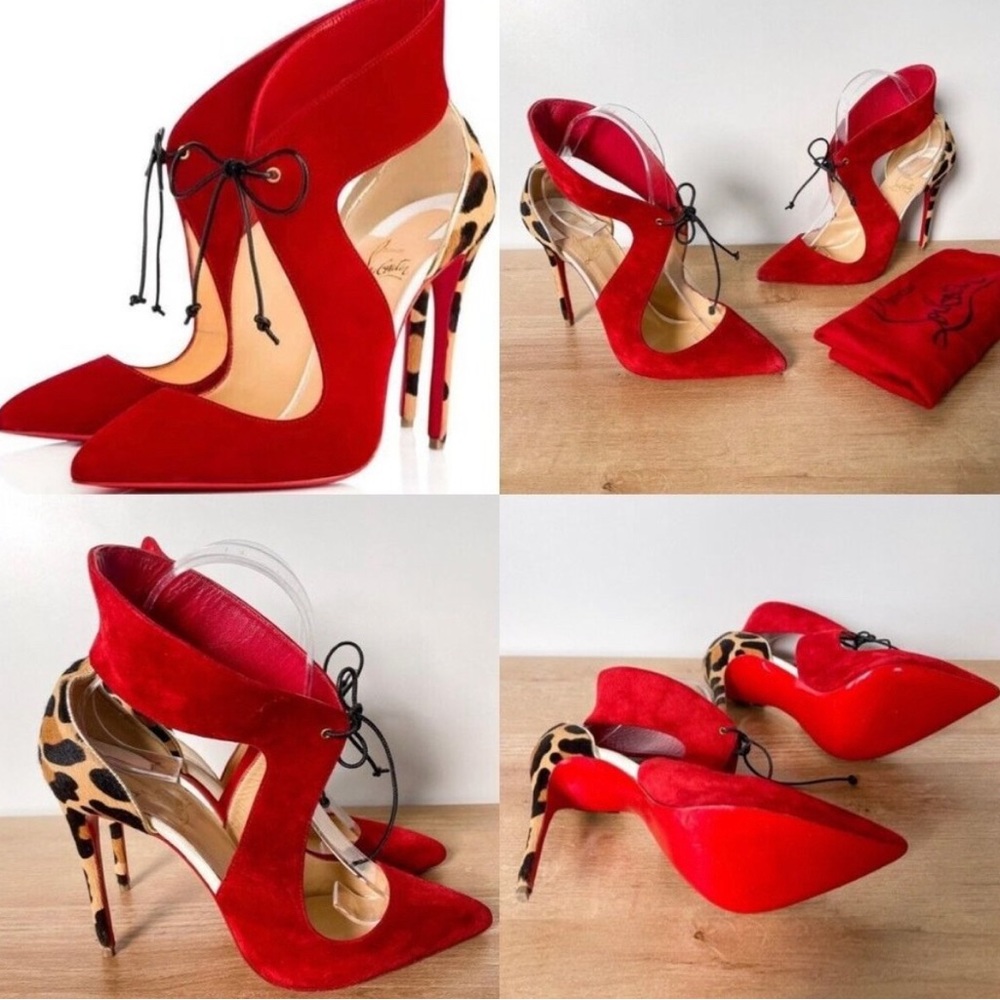 Christian Louboutin Rouge Femme Leopard heels